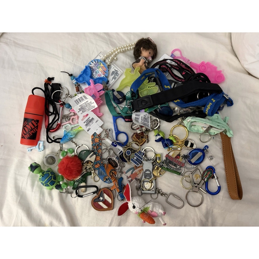 Vintage Keychains Lot Of Key Rings Advertising, Travel, Unique